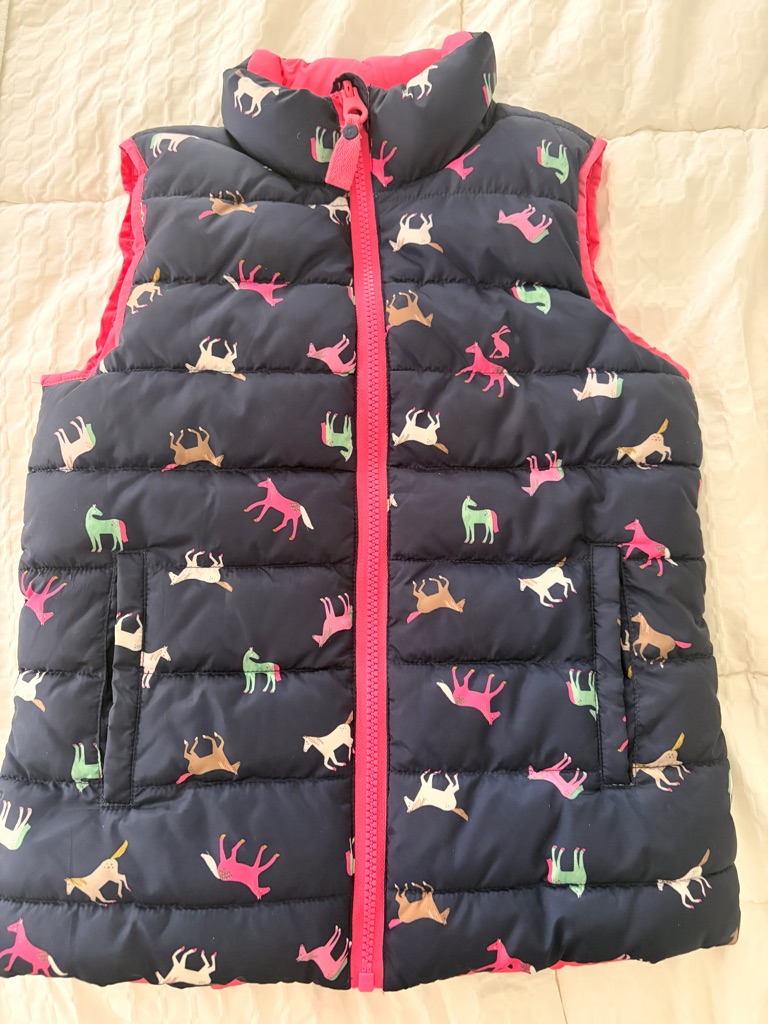Joules Girls Reversible Equestrian Horse Puffer Vest Nwot Med